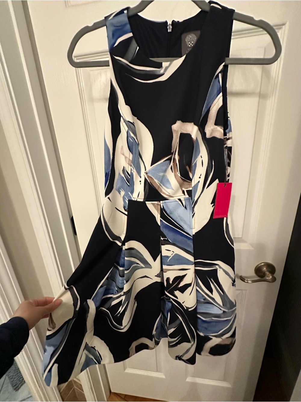Vince Camuto Sleeveless Midi Dress in Navy, Blue and Cream NWT